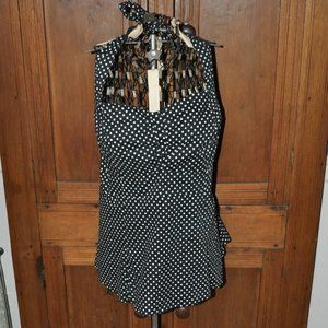 Retro black & white polka dot Halter Top